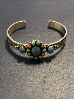 Don Lucas sterling silver American style cuff with turquoise stones